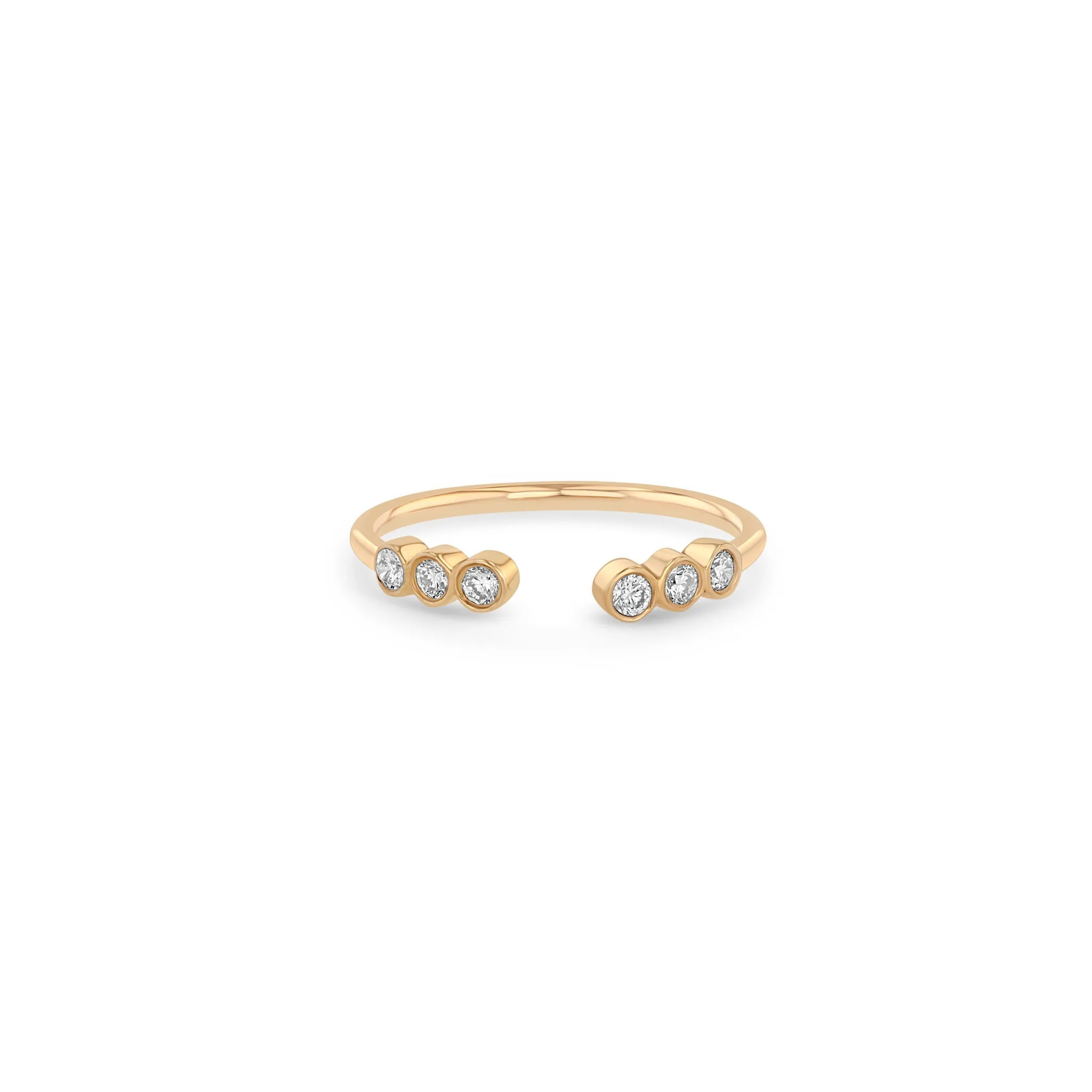 14k 3 Diamond Bezel Open Ring