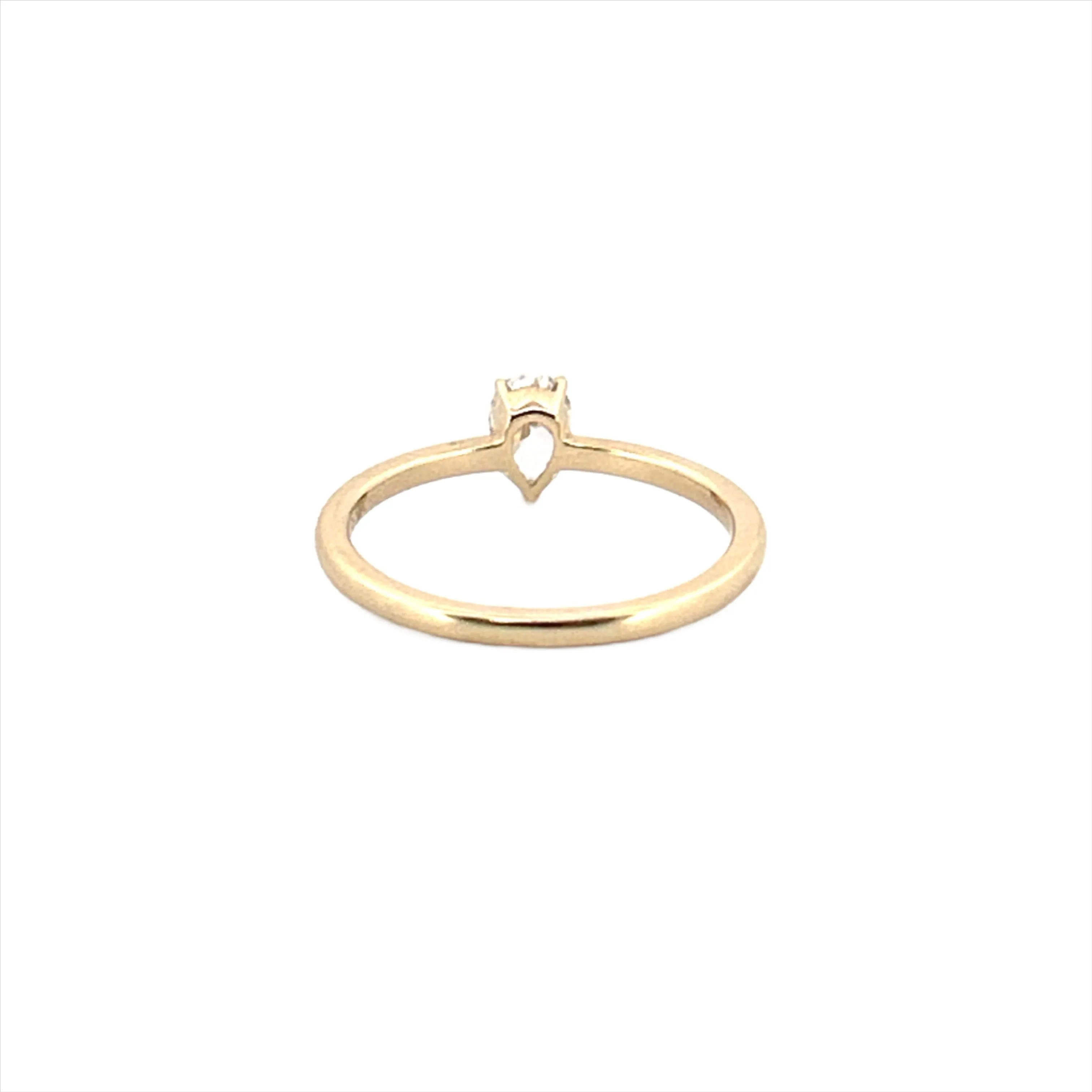 14K Gold Pear Shape Prong Set Diamond Single Stone Ring