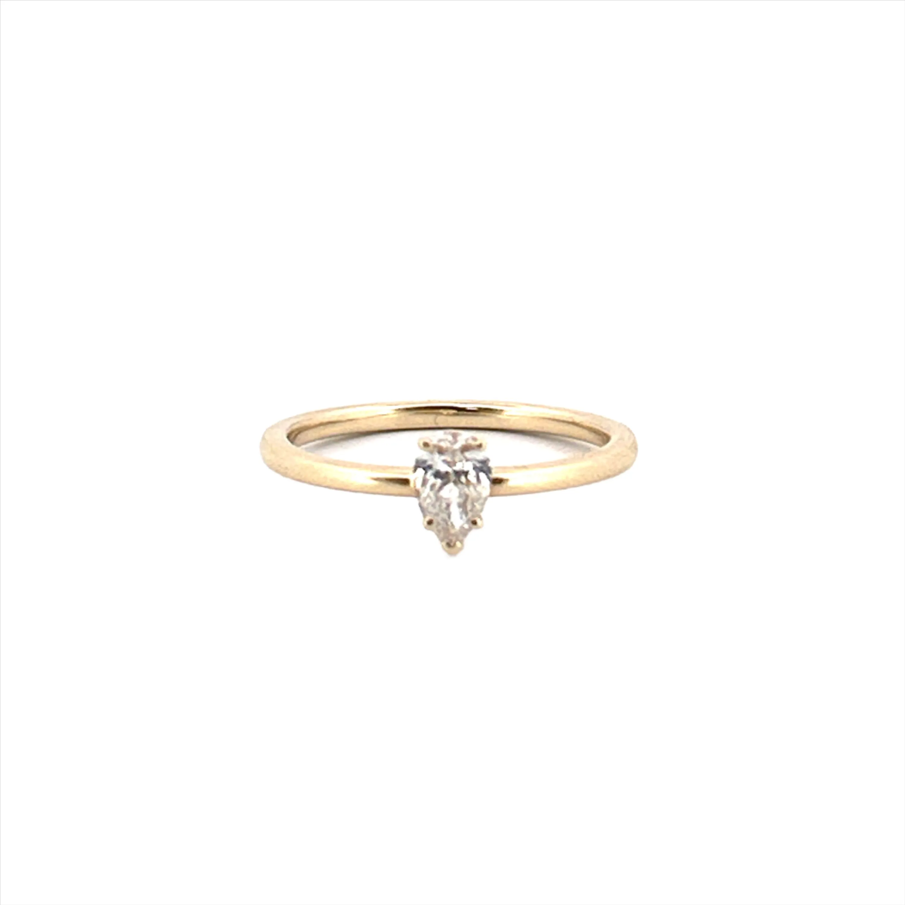 14K Gold Pear Shape Prong Set Diamond Single Stone Ring