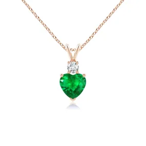 1.8 CT. Heart Emerald Solitaire Pendant with White Sapphire