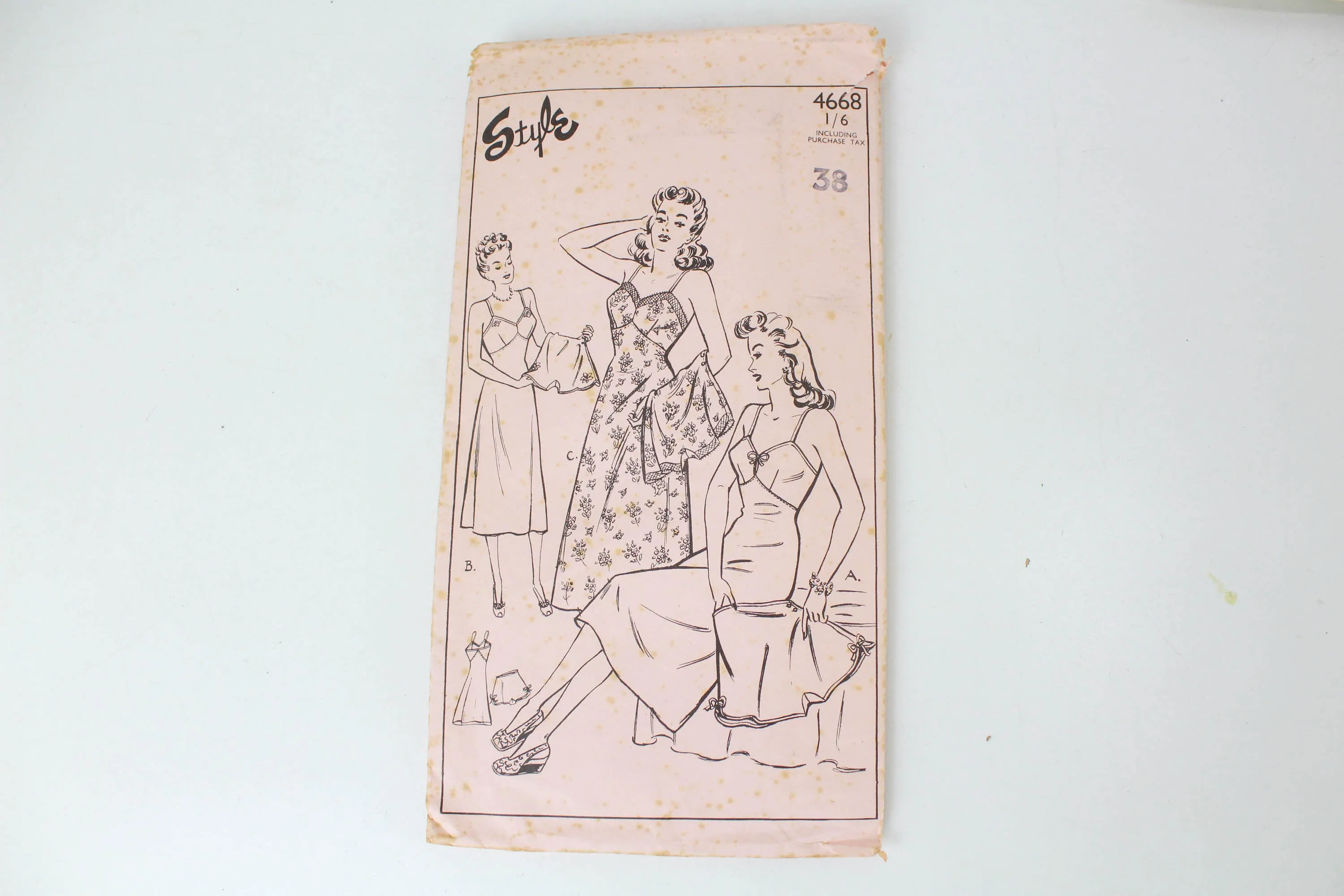 1940s Slip Dress and Knicker Sewing Pattern Style 4668, Bust 38, Complete