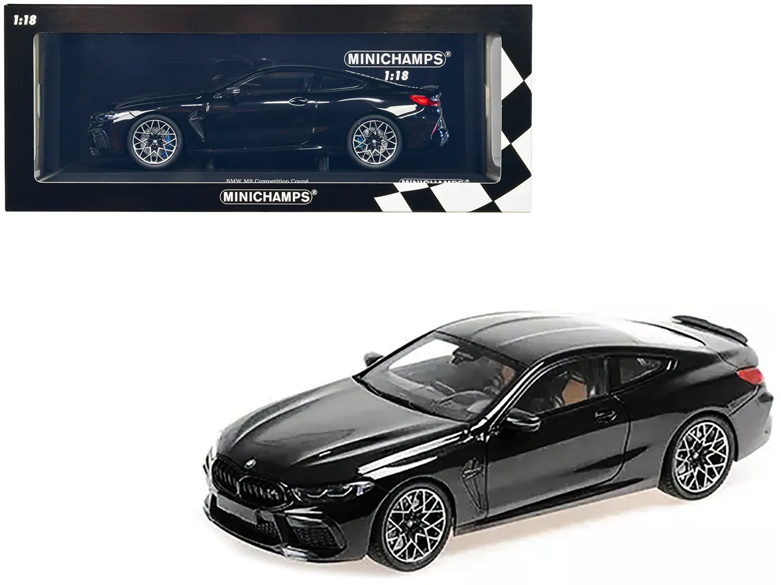 2020 BMW M8 Coupe Black Metallic with Carbon Top 1/18 Diecast Model Car by Minichamps