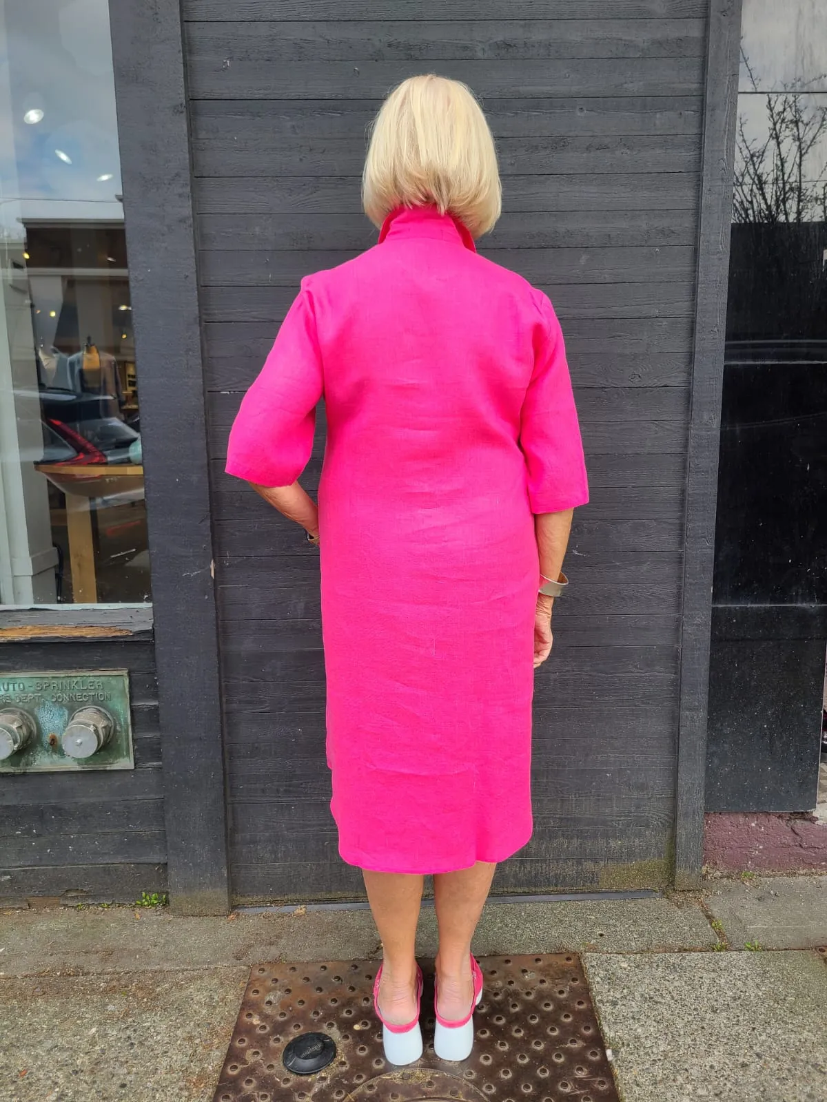 23-99M Fuchsia Linen Dress