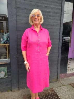 23-99M Fuchsia Linen Dress