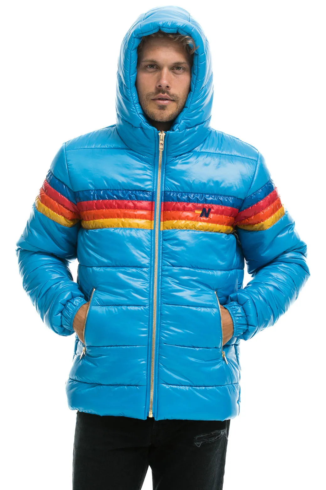 4 STRIPE LUXE TREKKER JACKET - GLOSSY OCEAN