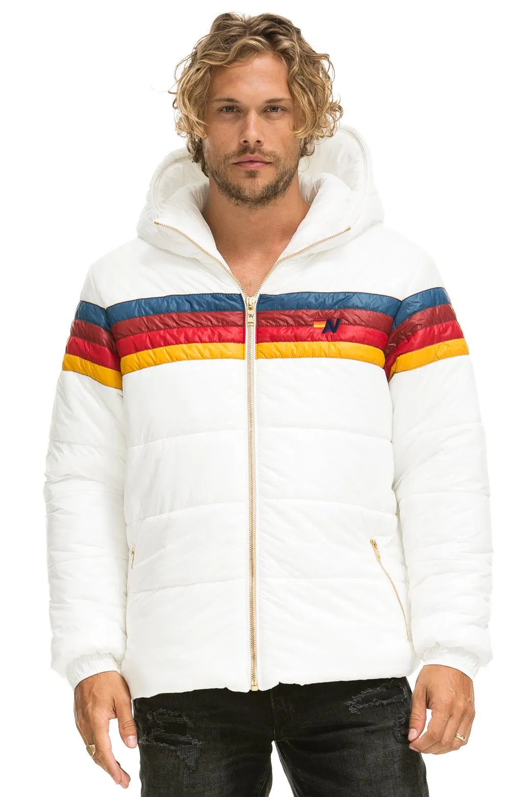 4 STRIPE LUXE TREKKER JACKET - GLOSSY WHITE