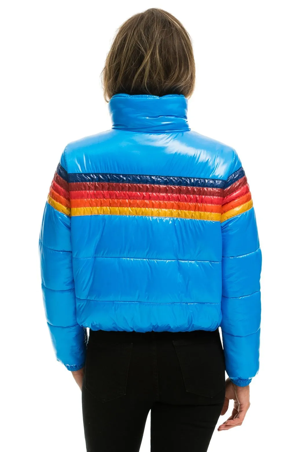 5 STRIPE LUXE APRES PUFFER JACKET - GLOSSY BLUE