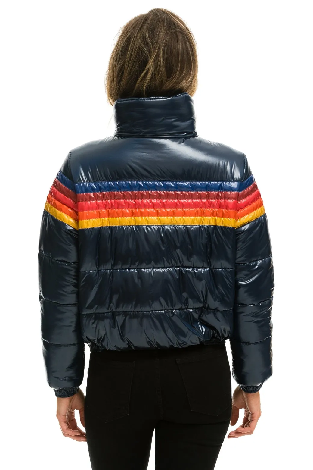 5 STRIPE LUXE APRES PUFFER JACKET - GLOSSY NAVY