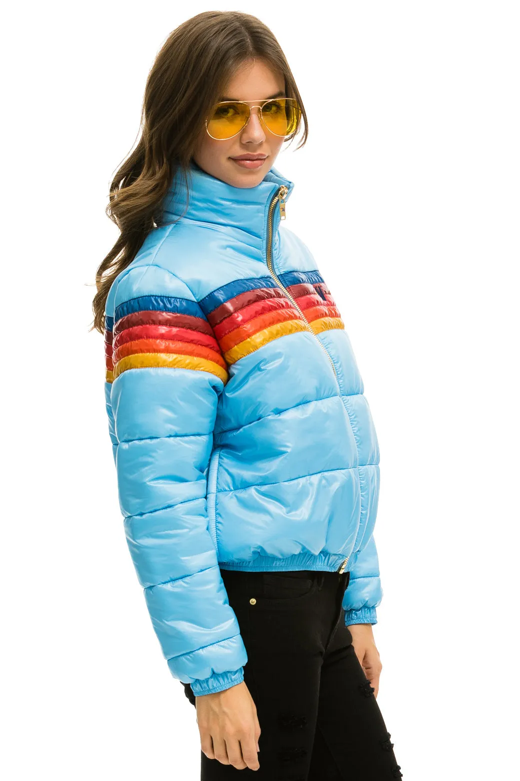 5 STRIPE LUXE APRES PUFFER JACKET - GLOSSY SKY