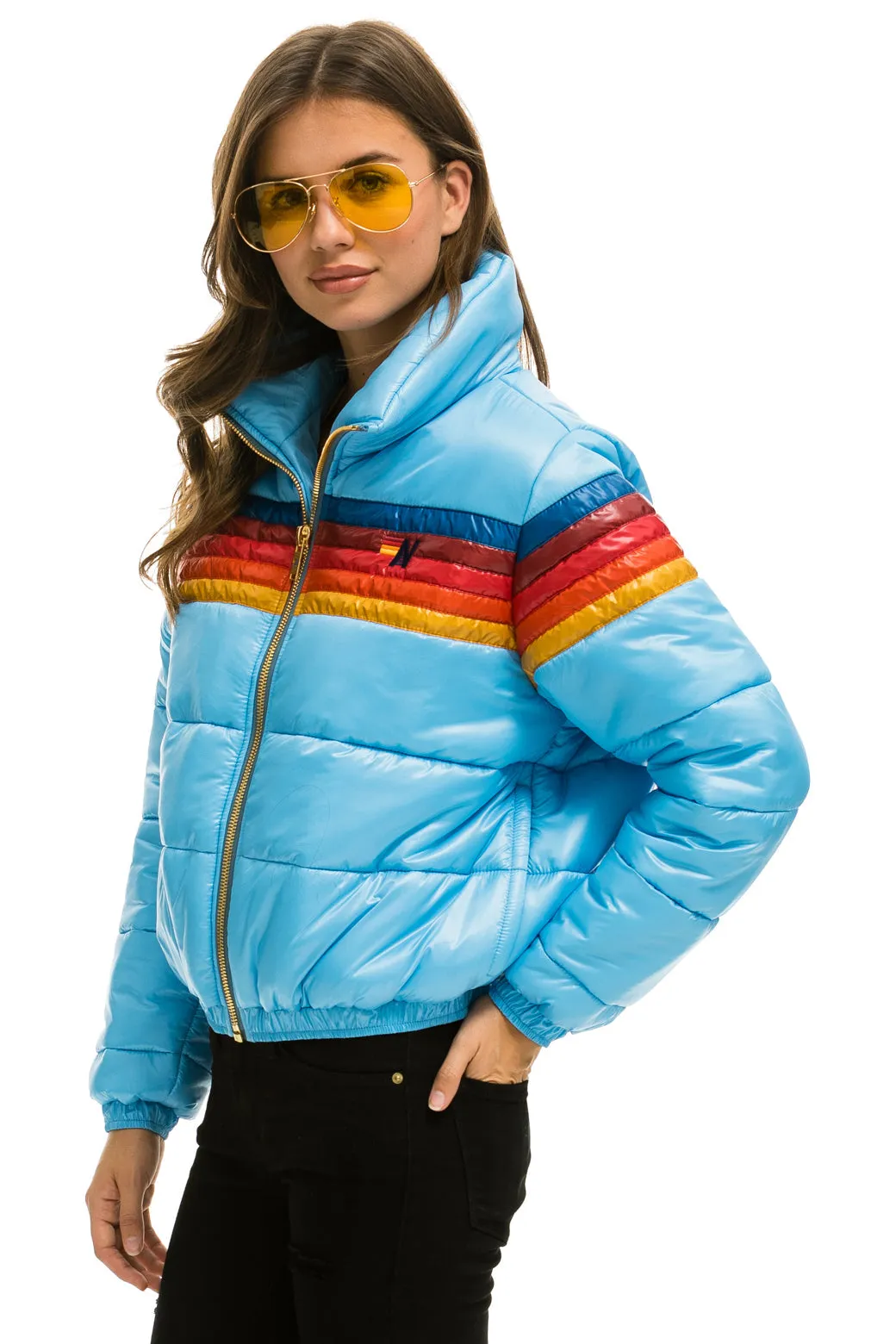 5 STRIPE LUXE APRES PUFFER JACKET - GLOSSY SKY