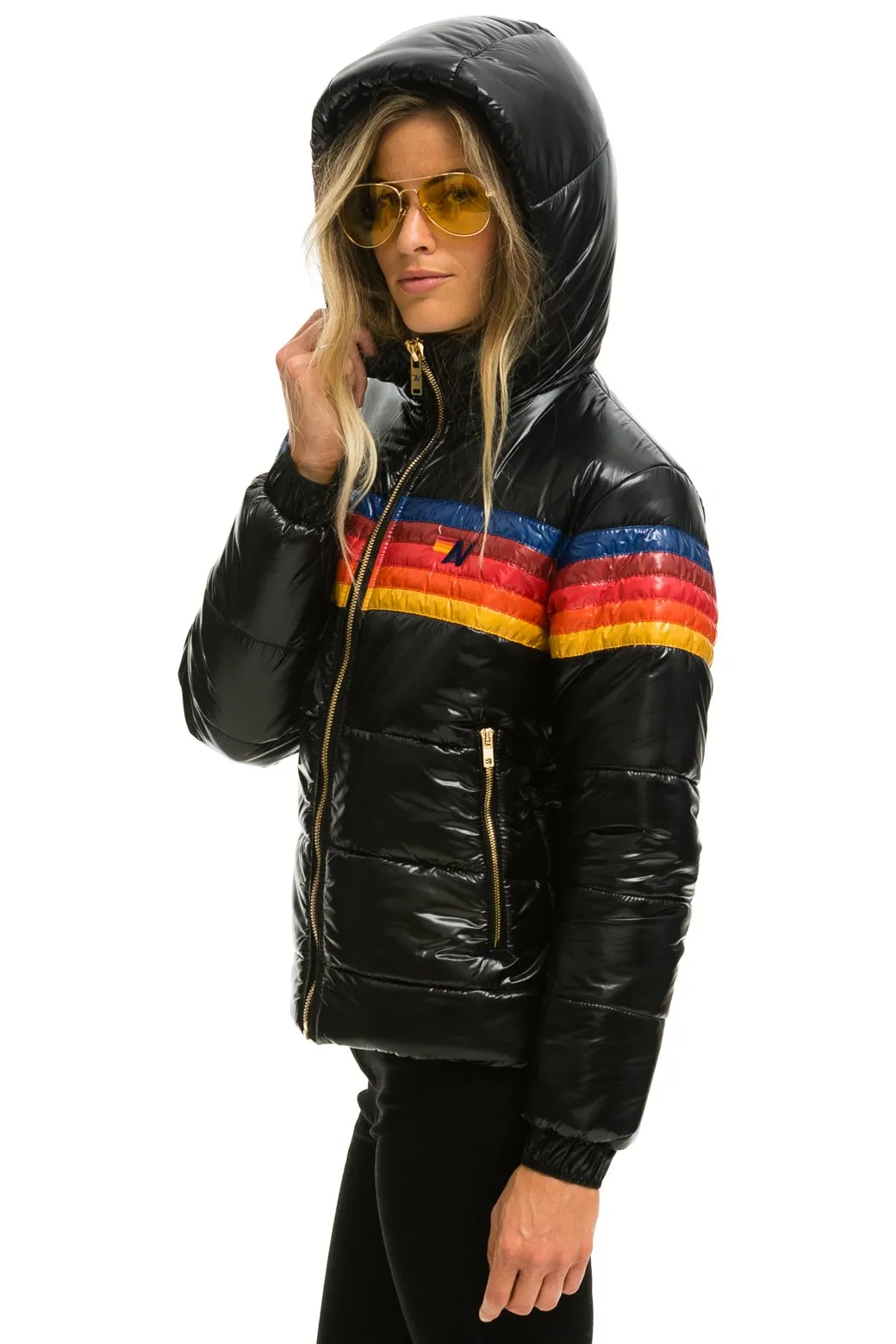 5 STRIPE LUXE TREKKER JACKET - GLOSSY BLACK