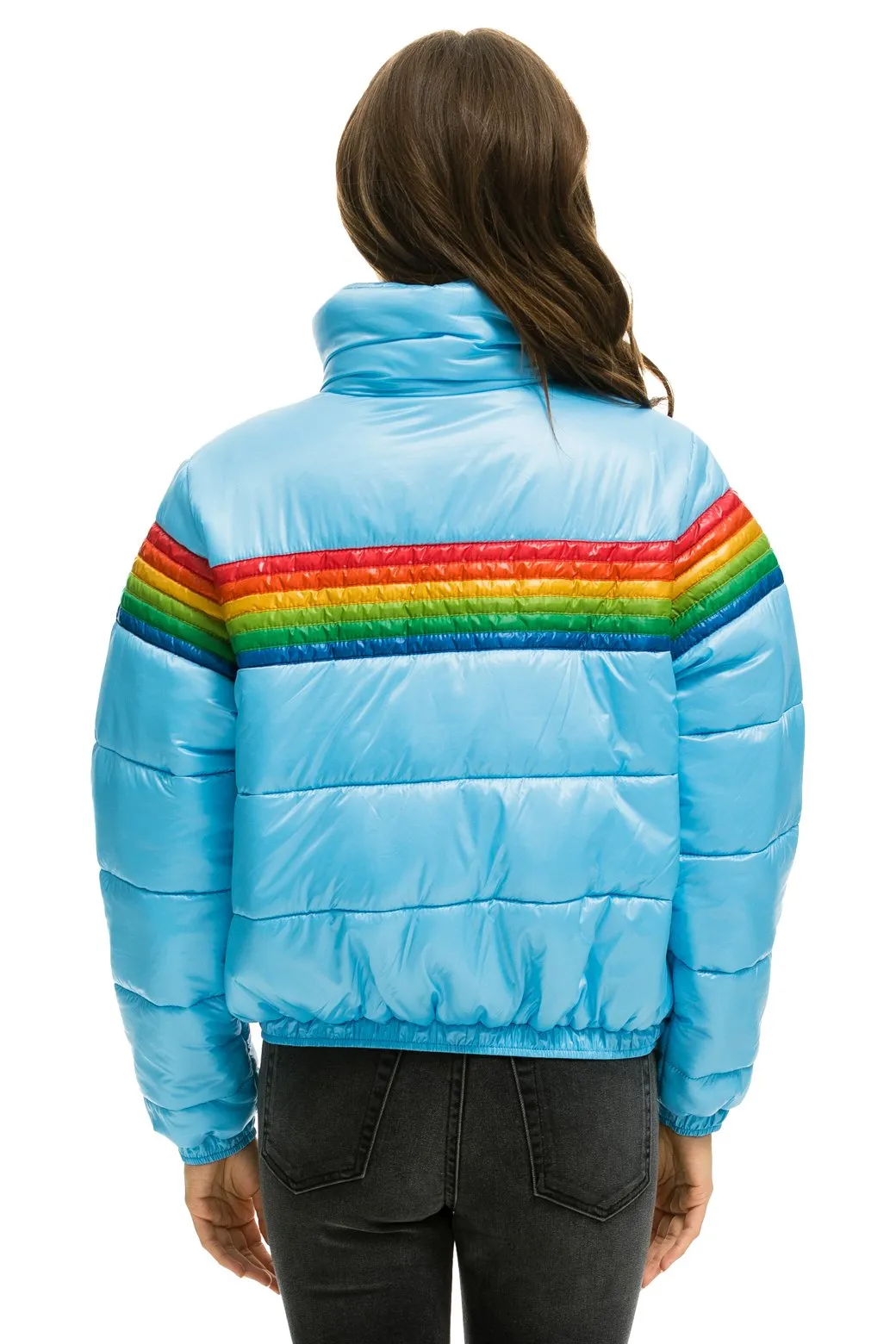 6 STRIPE LUXE APRES PUFFER JACKET - GLOSSY SKY