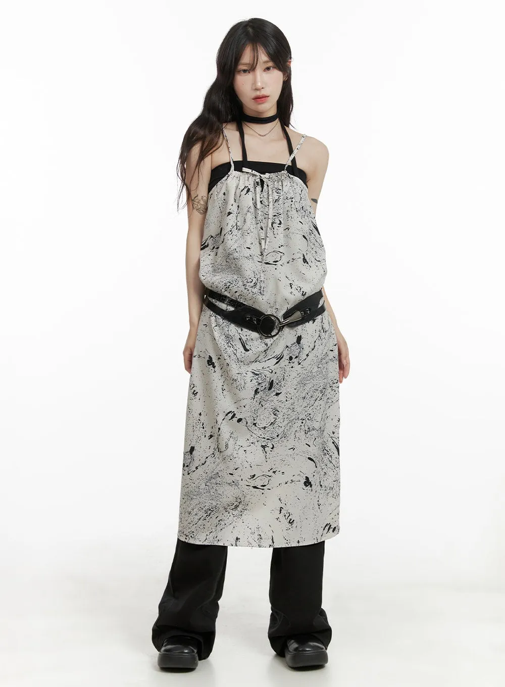 Abstract Splash Paint Maxi Dress CA408