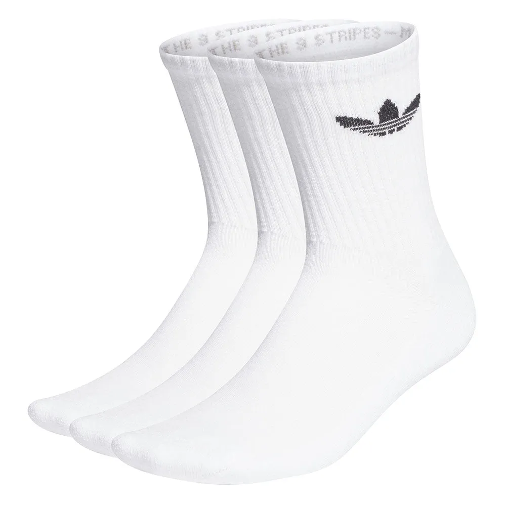 Adidas - Cushioned Trefoil Mid-Cut Crew 3 Pack Socks White