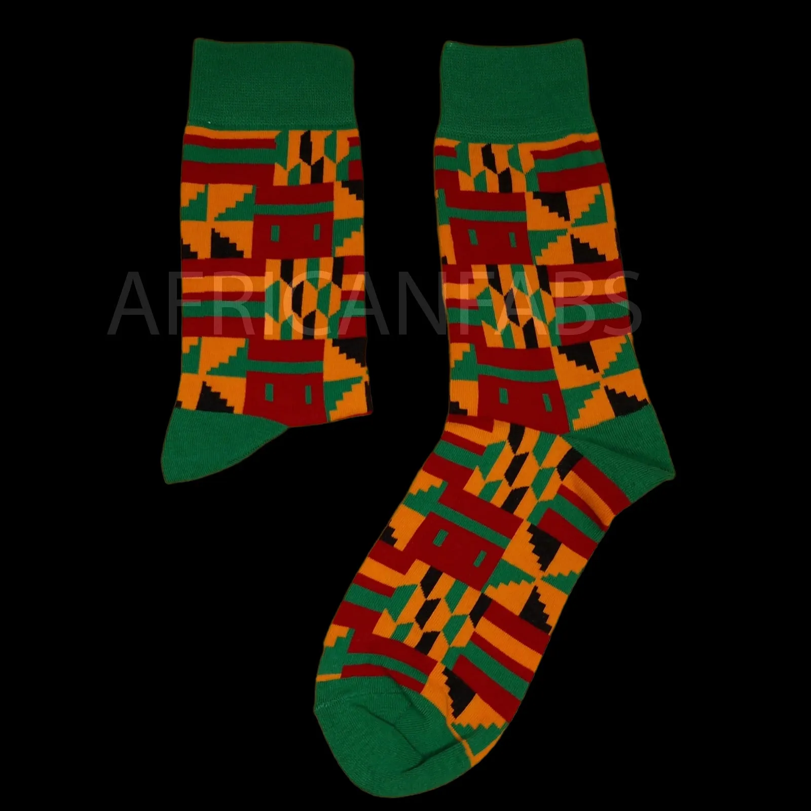 African socks / Afro socks / Kente socks - Green / orange