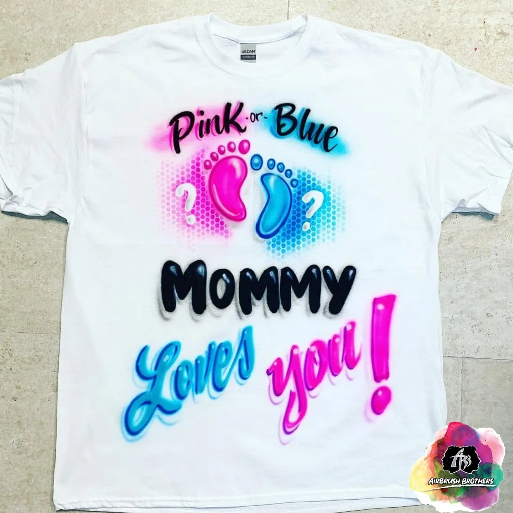 Airbrush Baby Gender Reveal: Parents Love You Shirt Design