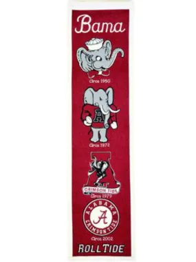 Alabama Crimson Tide Winning Streak Past Mascots Wool Heritage Banner (8"x32")