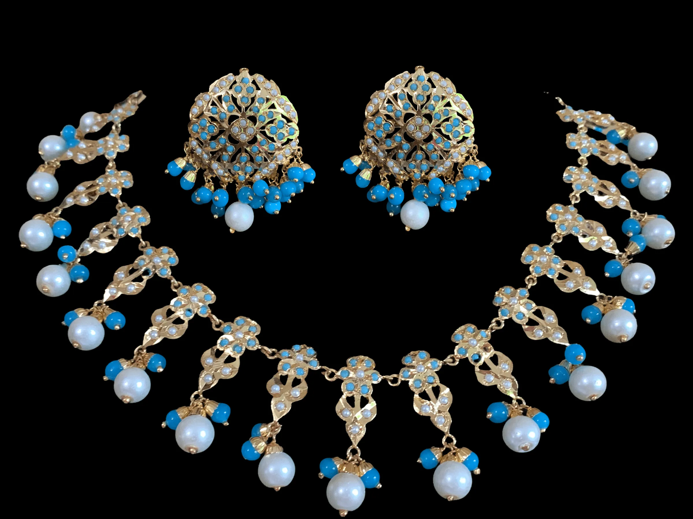 Alea punjabi Jadau necklace  set - feroza  (SHIPS IN 3 WEEKS )