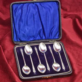 Antique 1911 Birmingham England Apostle Sterling Silver 6 Piece Spoon Set   Case