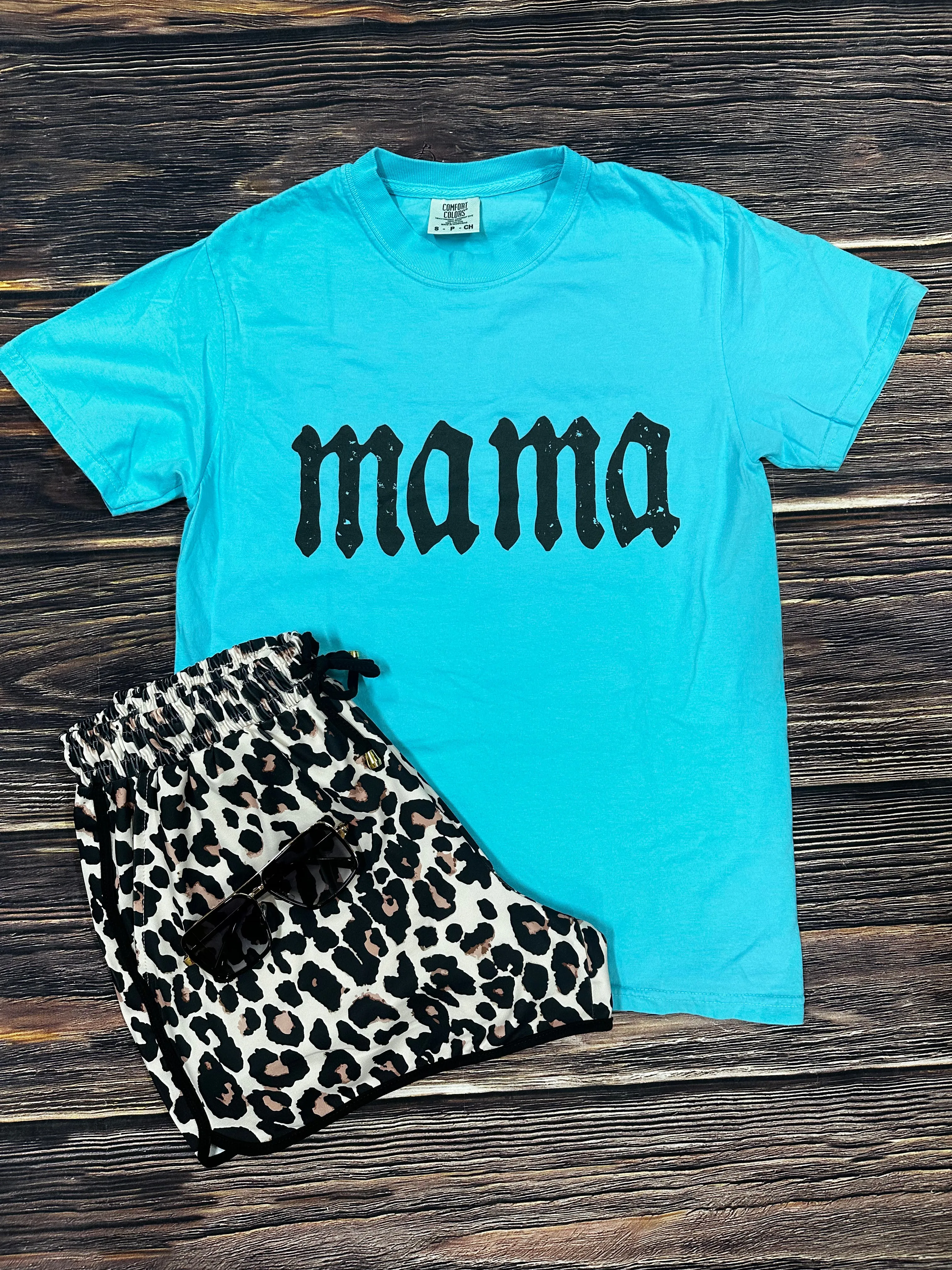 Aqua Blue {ROCKER MAMA} Crew Neck Tee