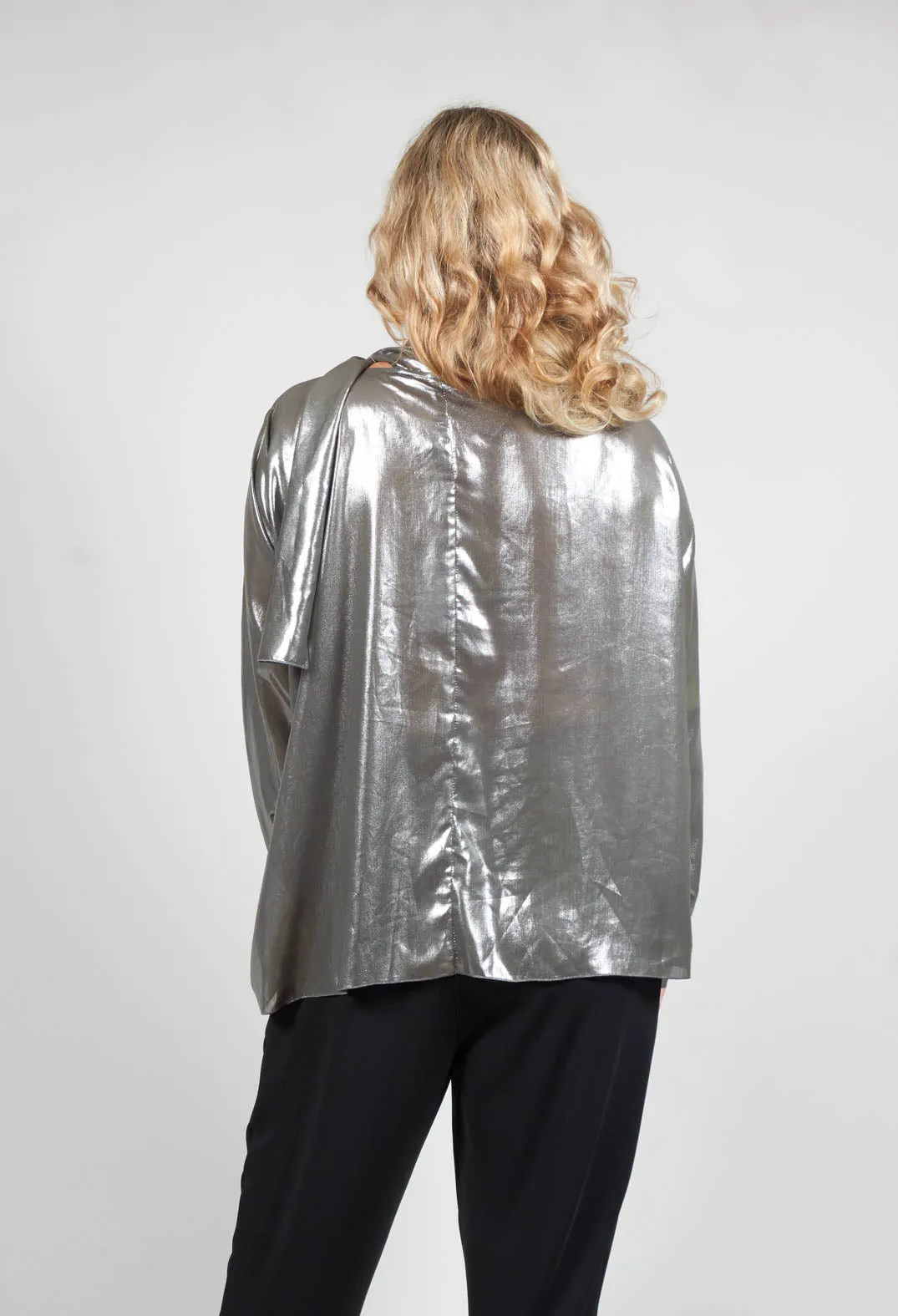 Asymmetric Blouse Clea in Silver / Khaki