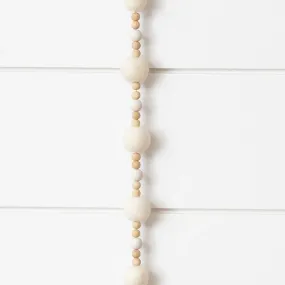 Audrey's Garland - Cream Felt Balls And Wood Beads