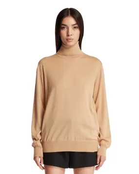 Beige High-Neck Sweater