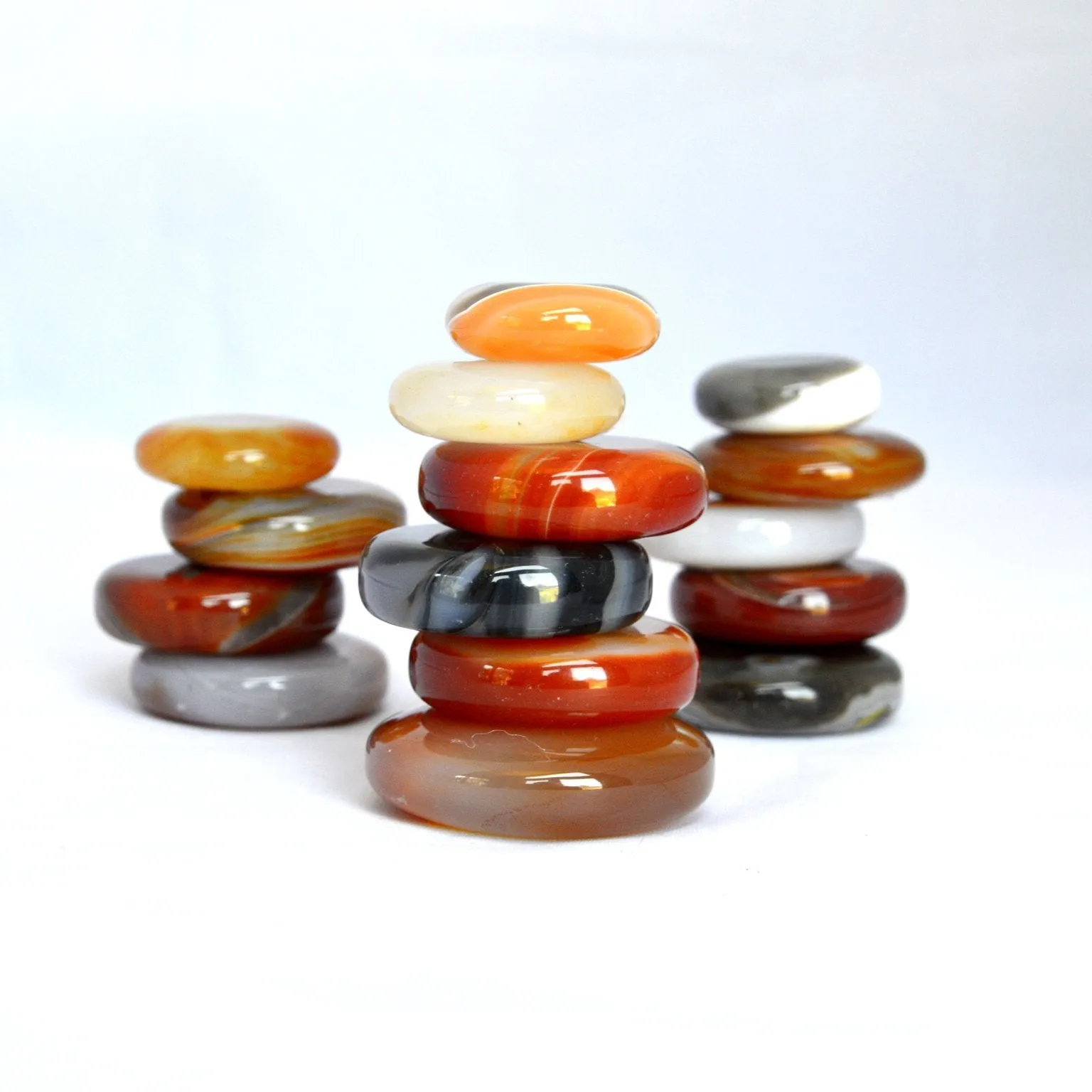 Birds Eye View Agate Stacking Stone - Black and Gray Banded Agate