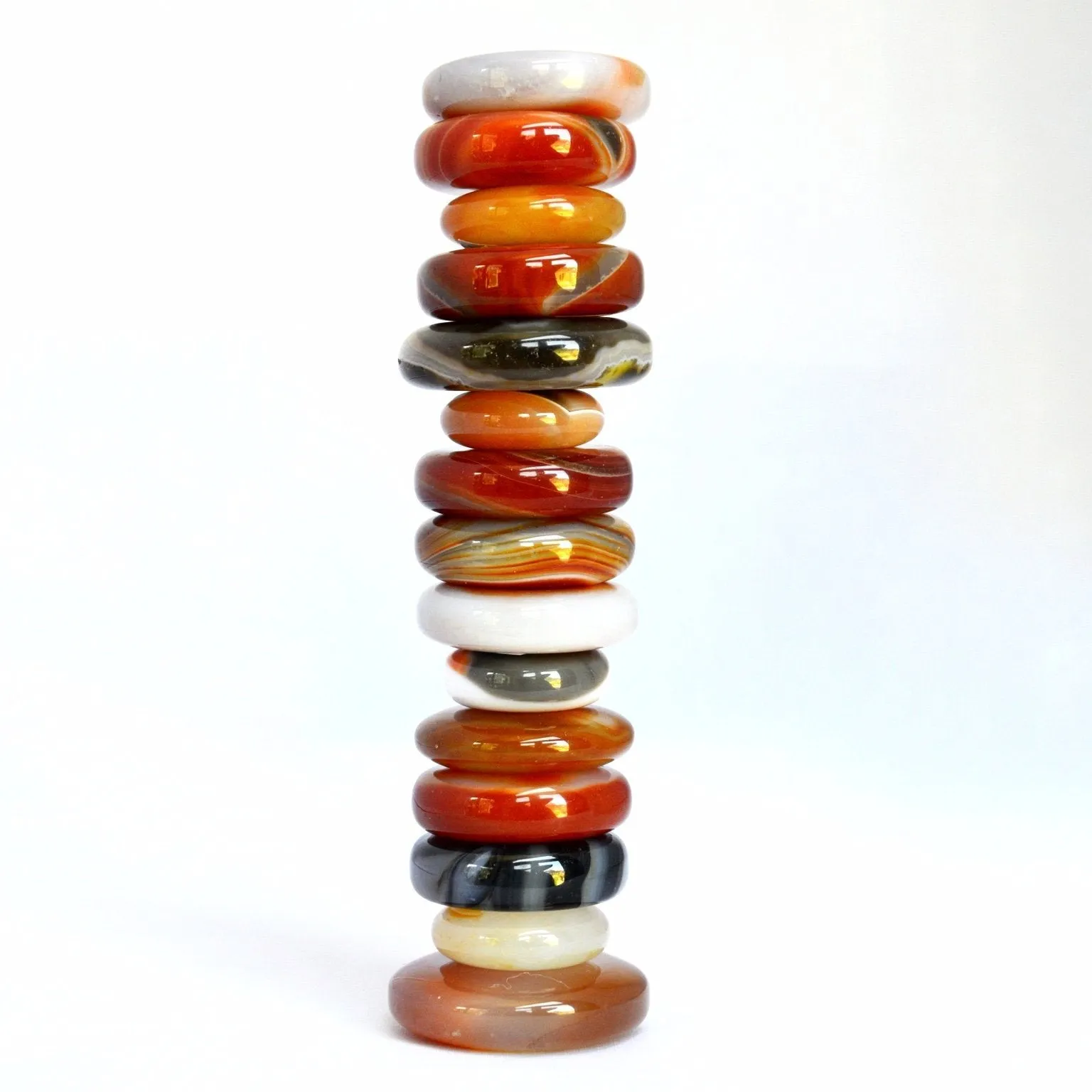 Birds Eye View Agate Stacking Stone - Black and Gray Banded Agate