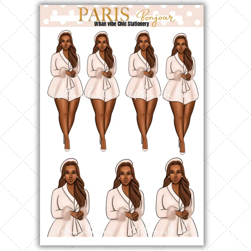 Black Girl Stickers - Paris & Blush