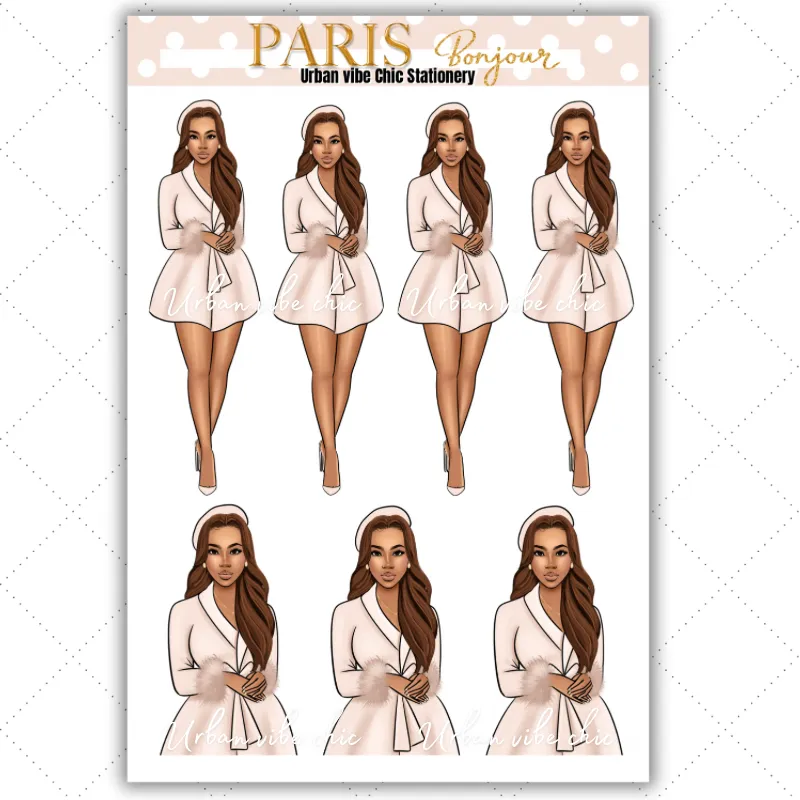 Black Girl Stickers - Paris & Blush