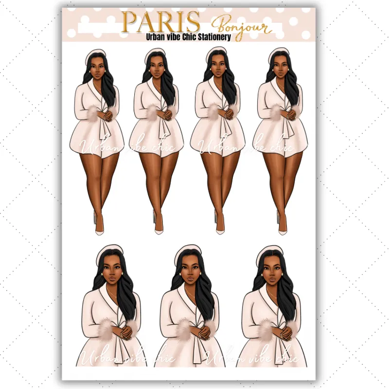 Black Girl Stickers - Paris & Blush