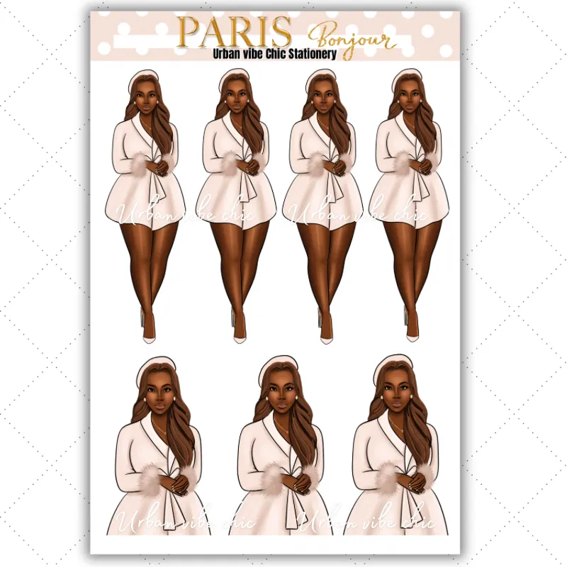 Black Girl Stickers - Paris & Blush