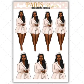 Black Girl Stickers - Paris & Blush