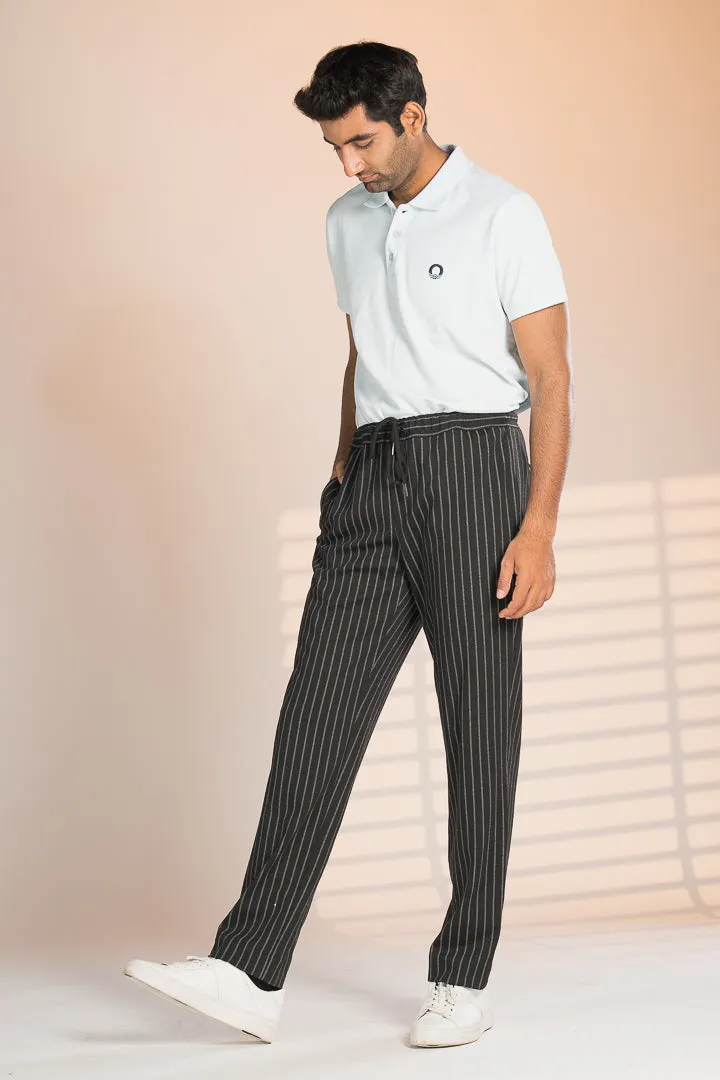 Black Stripe Power-Stretch Joggers