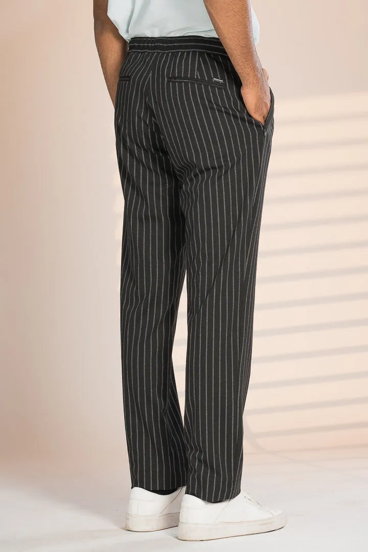 Black Stripe Power-Stretch Joggers