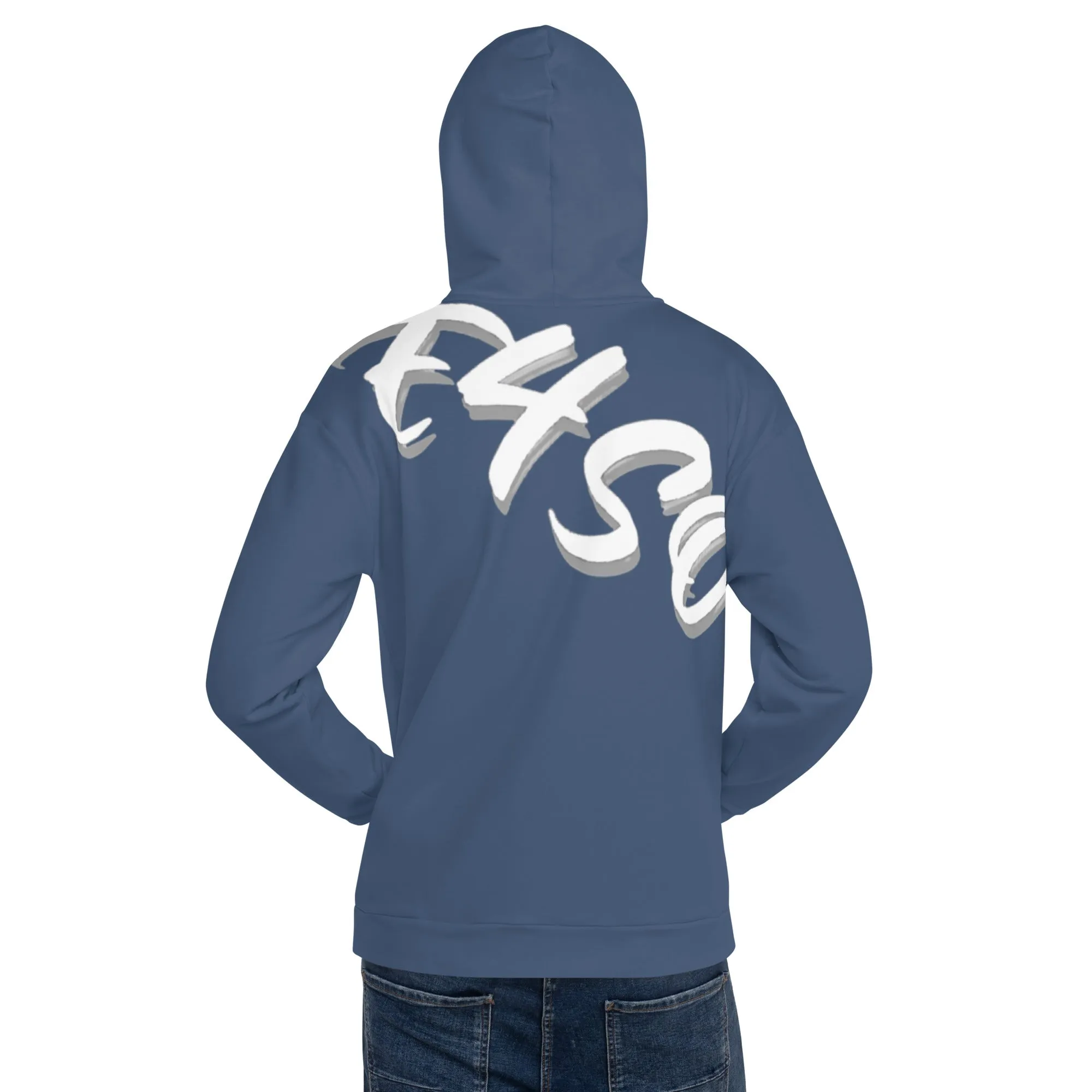 Blue and White Unisex Hoodie