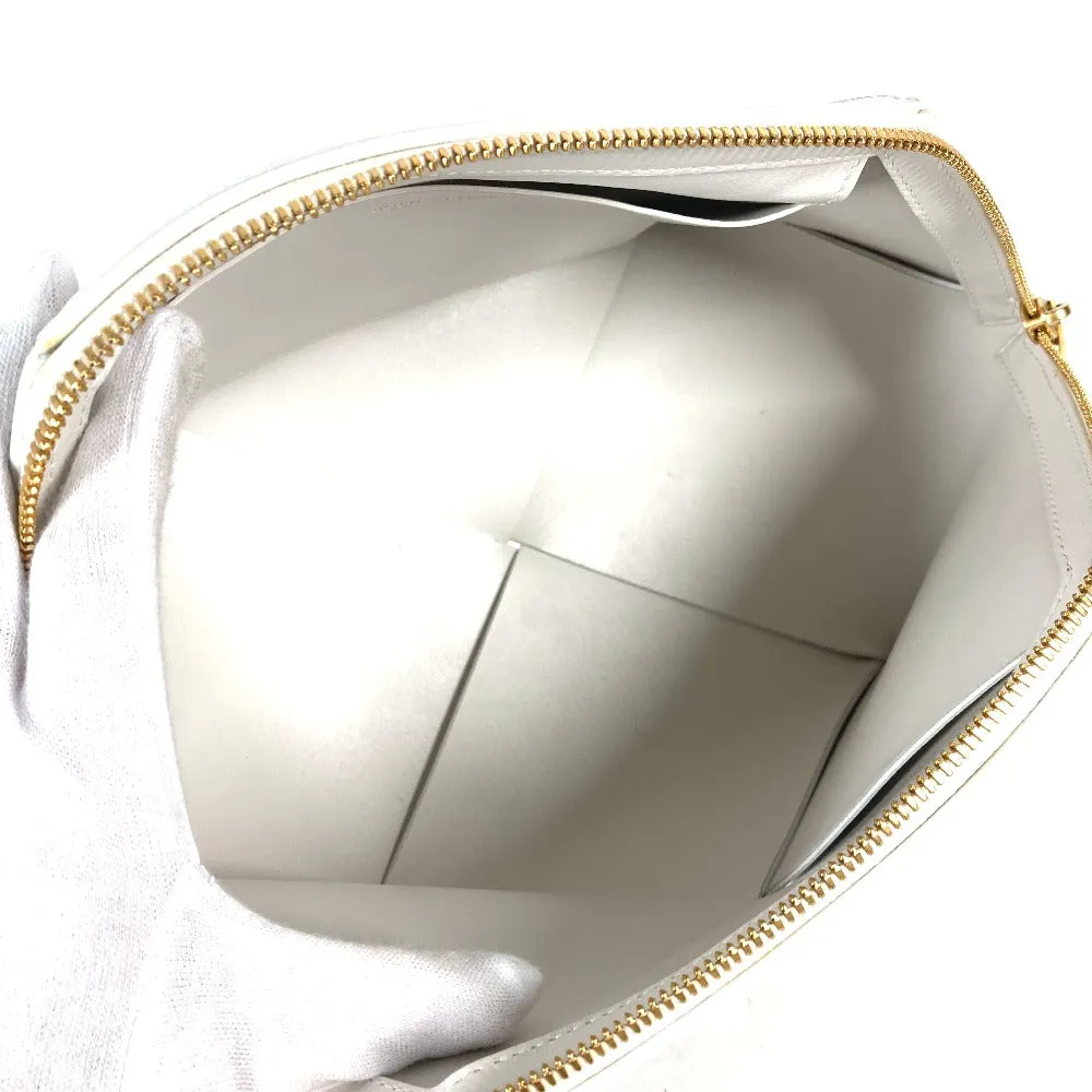 BOTTEGAVENETA Pouch 666696 leather white MAXI INTRECCIATO Chalk Women Used Authentic