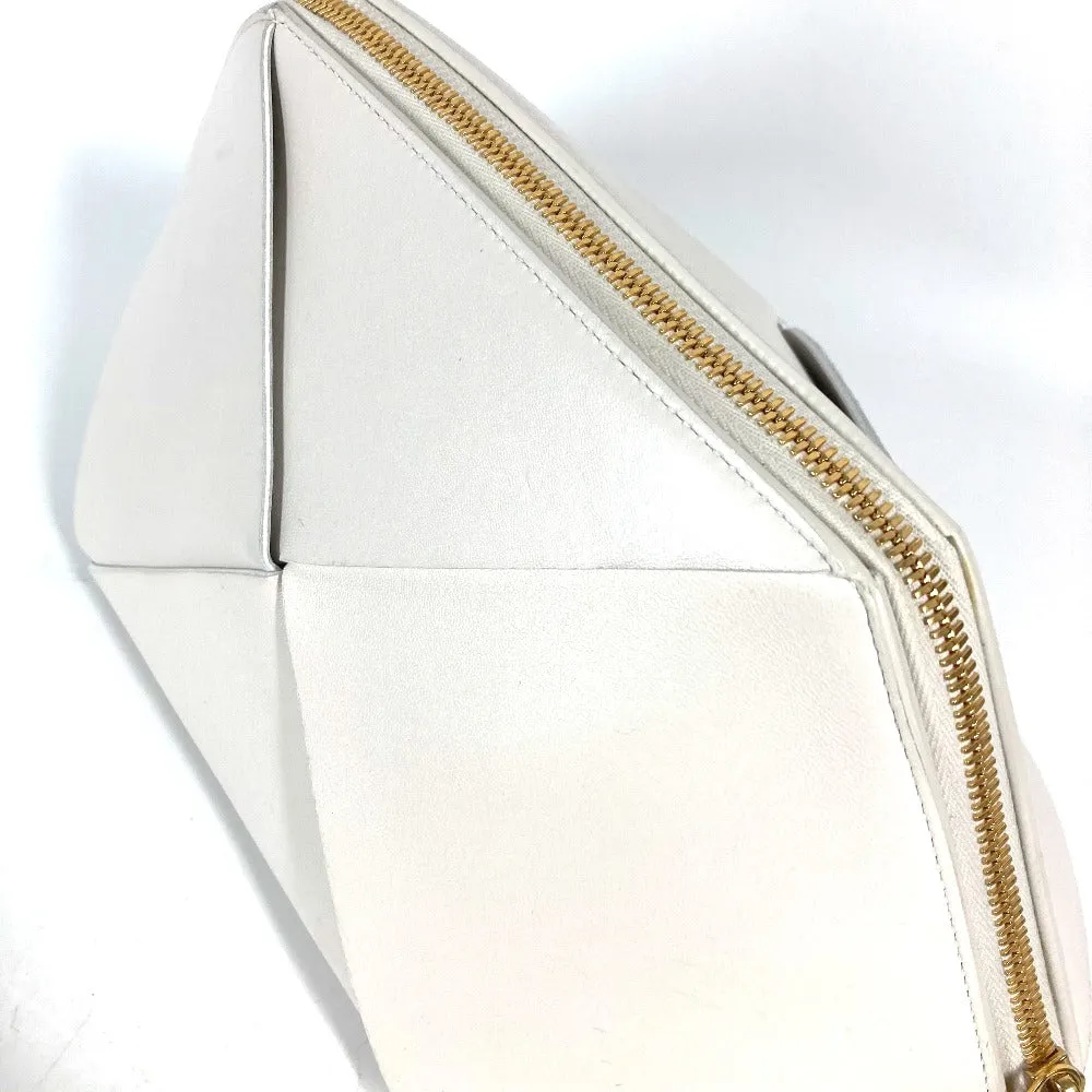 BOTTEGAVENETA Pouch 666696 leather white MAXI INTRECCIATO Chalk Women Used Authentic