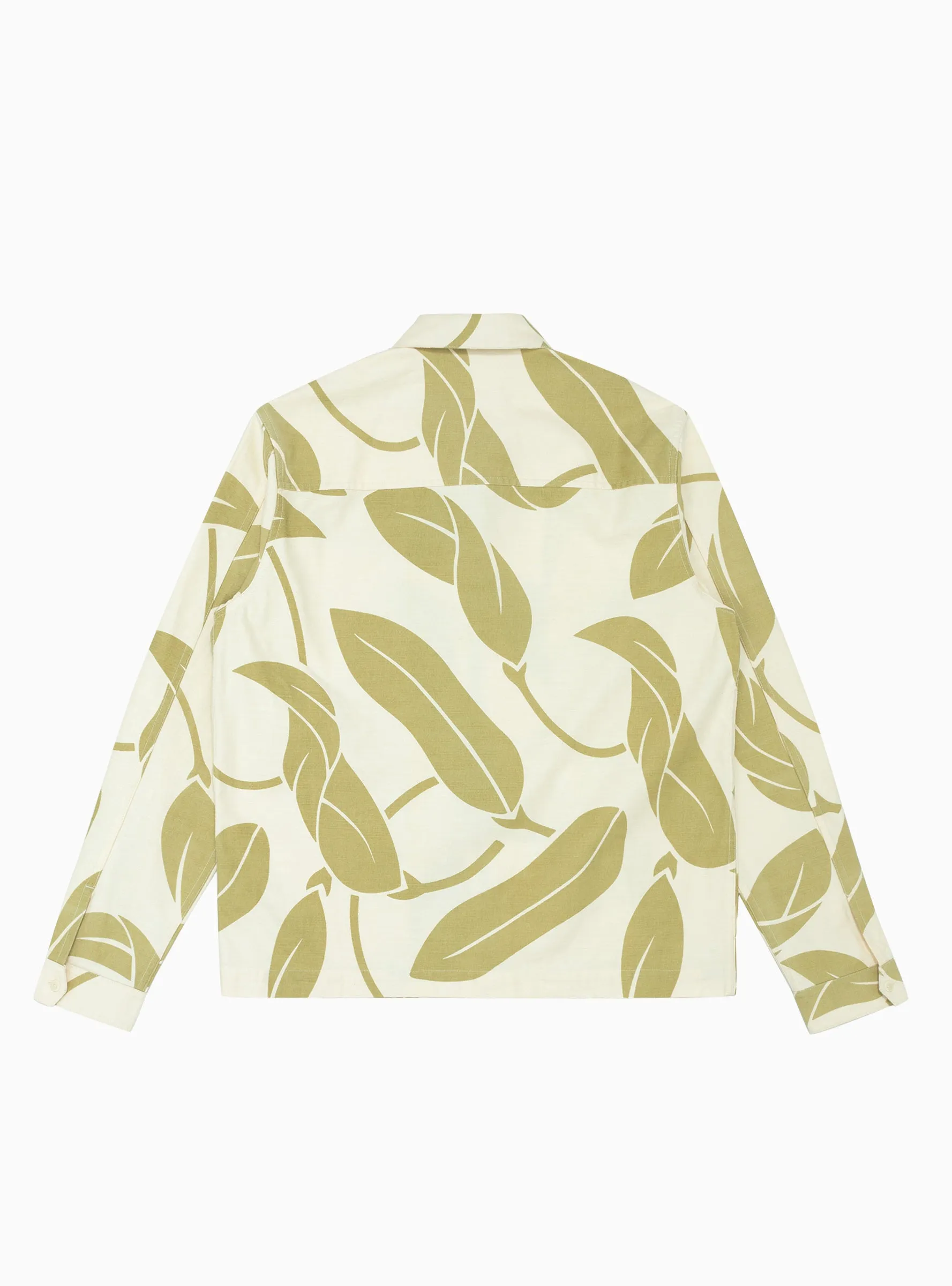 Bowie Jacket Ecru & Green Leaf Print