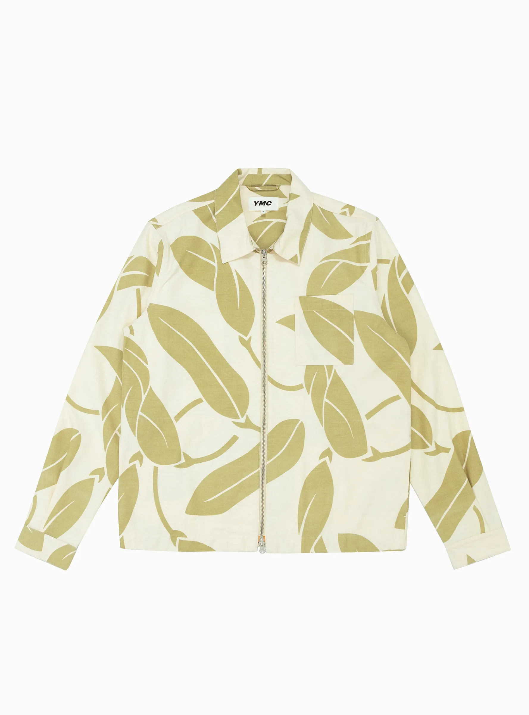 Bowie Jacket Ecru & Green Leaf Print