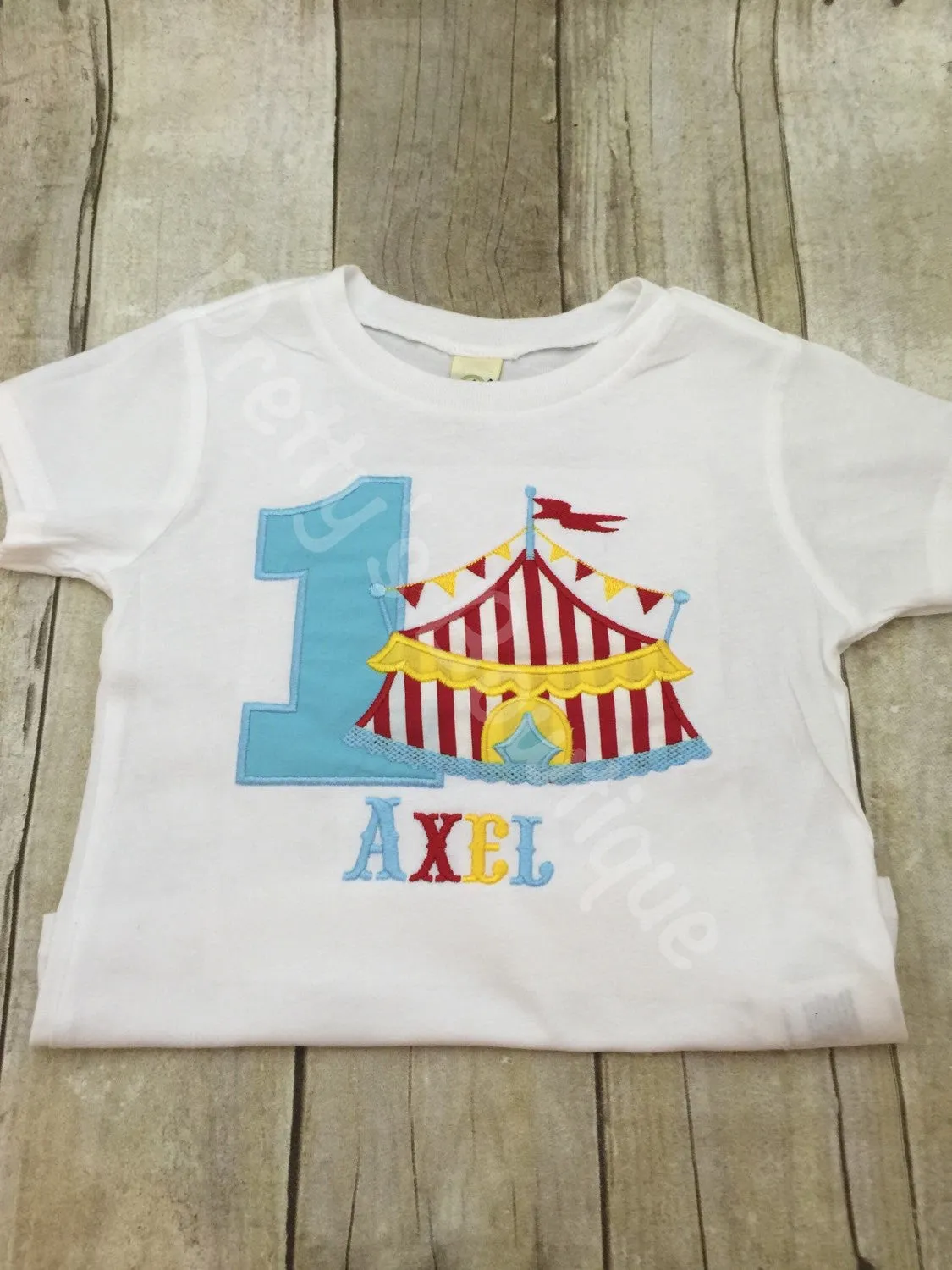 Boy Circus Under the BIG tent shirt.  Perfect for a trip to the circus or a Circus party bodysuit Light Blue, Red and Yellow