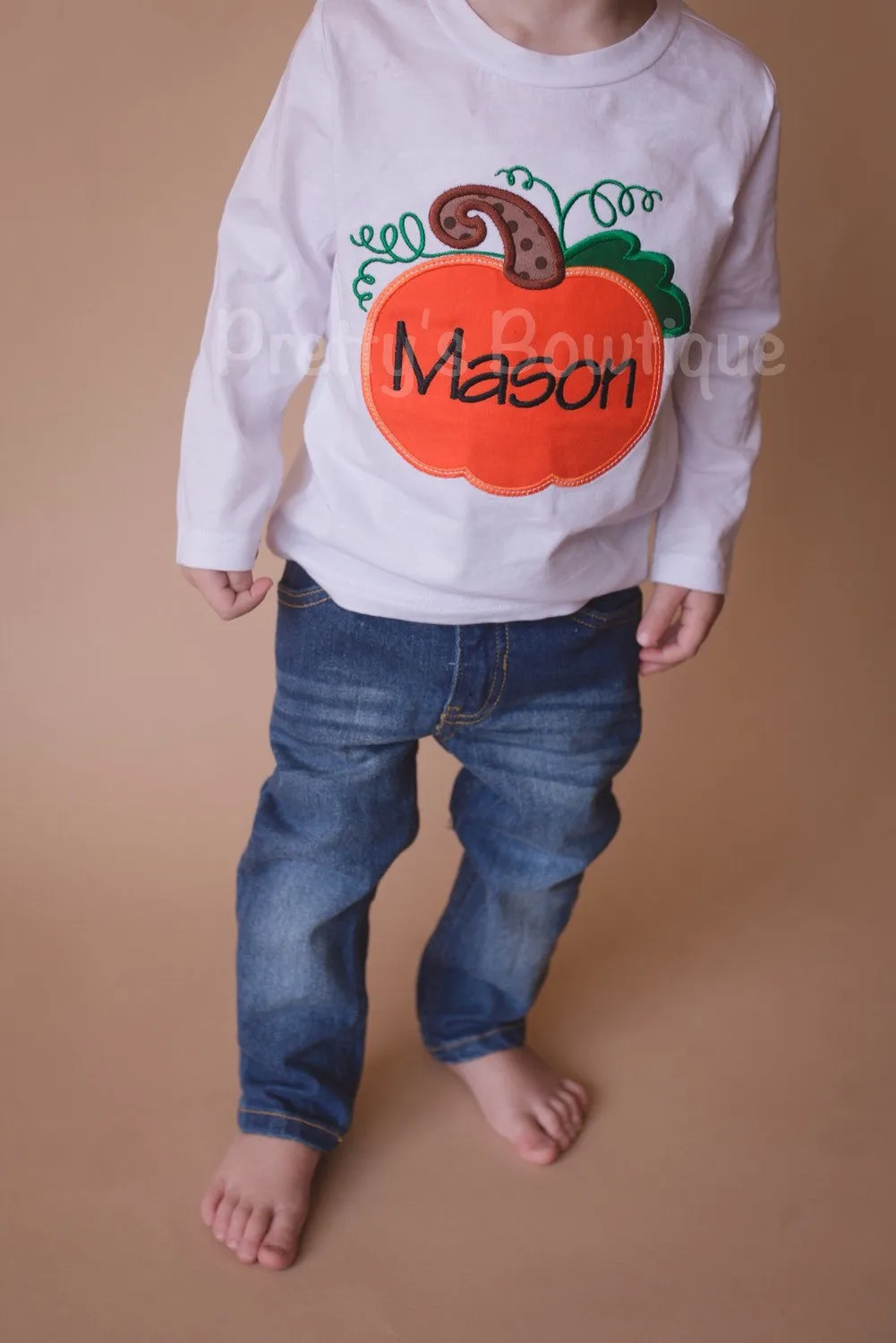 Boys or Girls Pumpkin Shirt Personalized Pumpkin Fall Shirt Can Customize fabrics and colors **Sale**