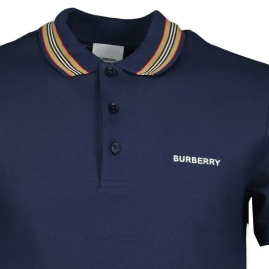 BURBERRYStripe Collar Polo T-Shirt Navy