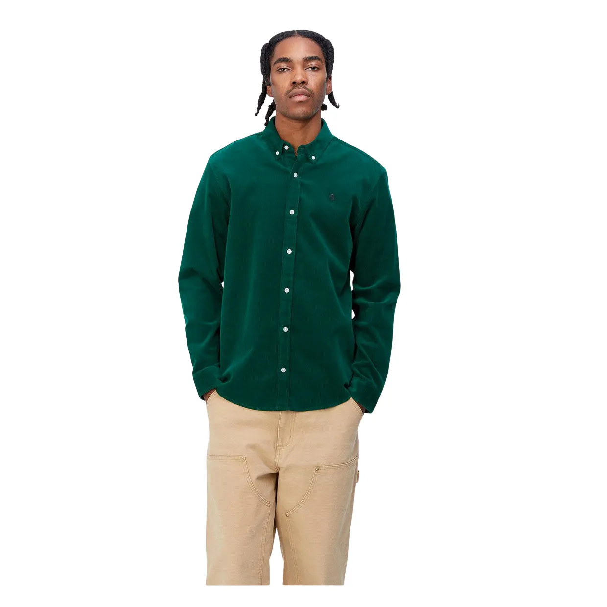 Camicia Uomo Carhartt WIP L/S Madison Fine Cord Verde