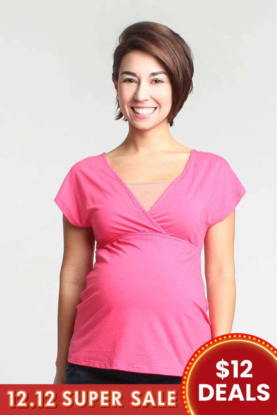 Carrie Bamboo Cotton Nursing Top Fuchsia