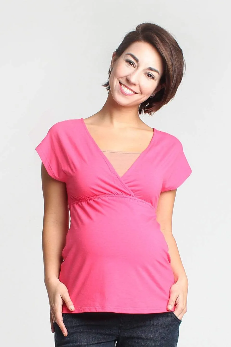 Carrie Bamboo Cotton Nursing Top Fuchsia