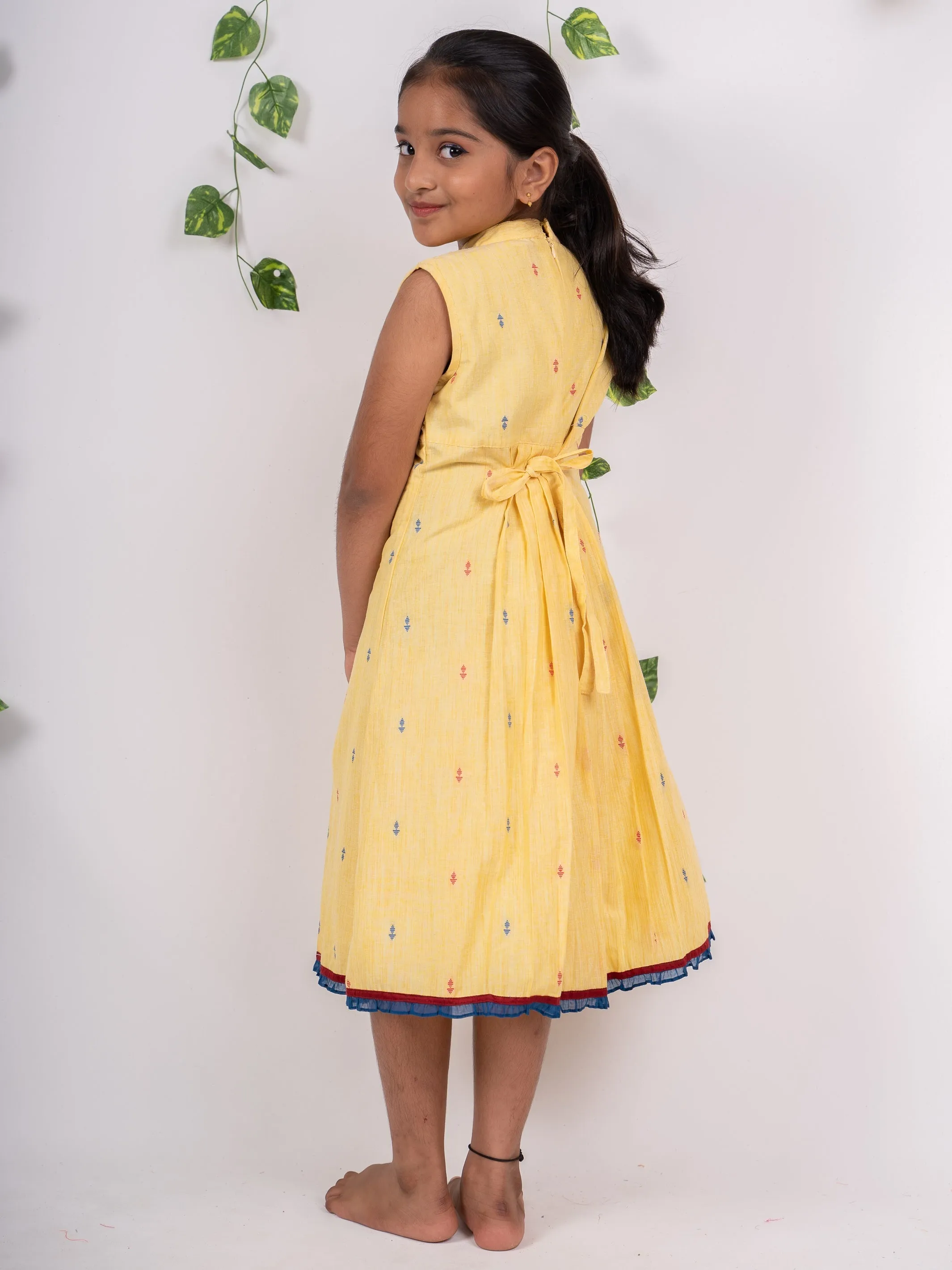 Chanderi Cotton Frock with Pleated Front