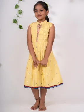 Chanderi Cotton Frock with Pleated Front