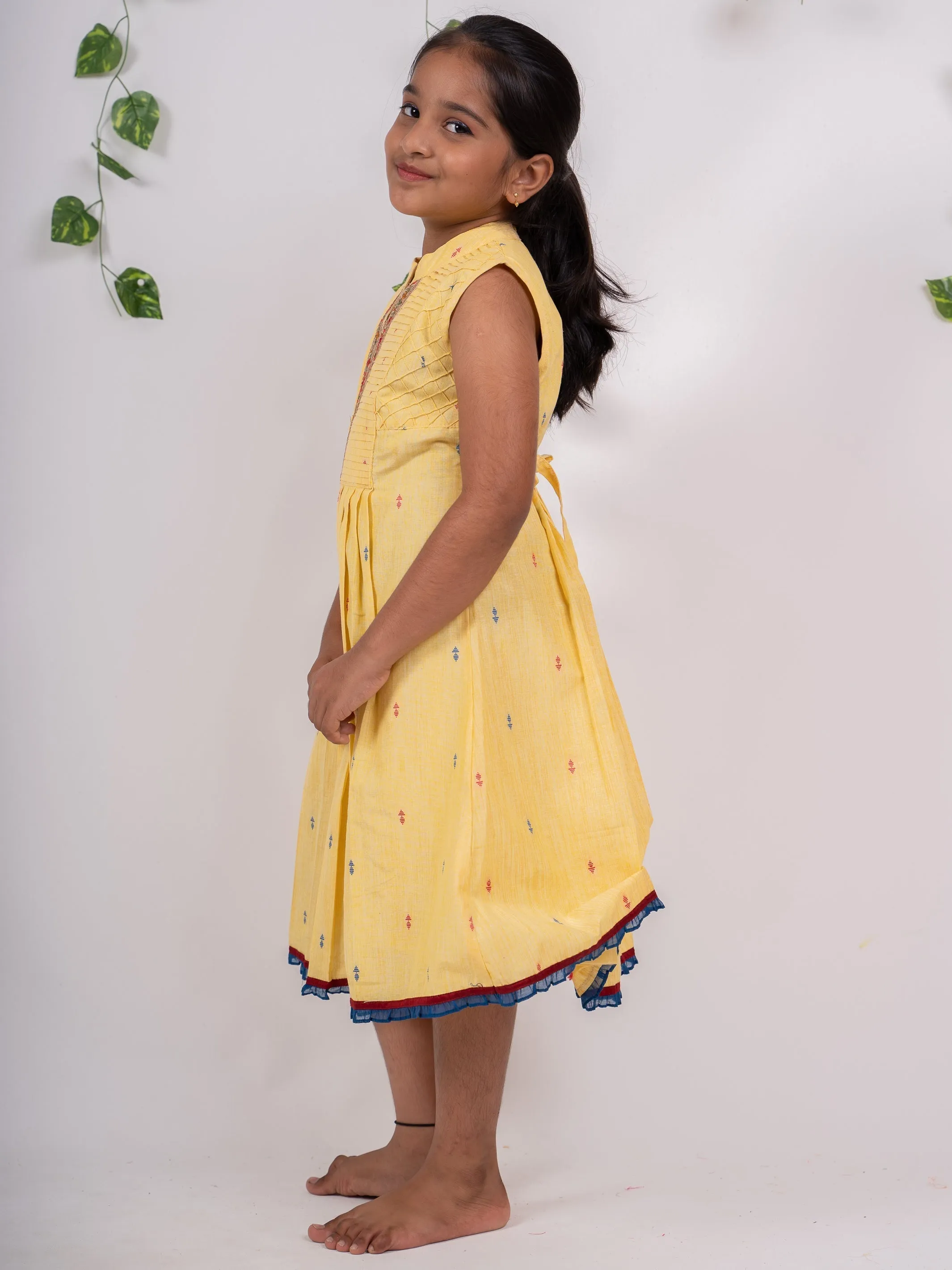 Chanderi Cotton Frock with Pleated Front